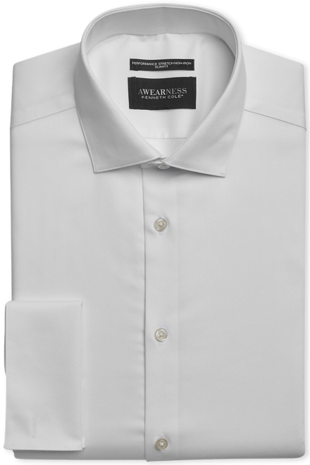 kenneth cole reaction slim fit dress shirt white Awearness Kenneth Cole CHILLFLEX Slim Fit 4-Way Stretch Mens Dress Shirt in White  Size 15 1/2 34/35