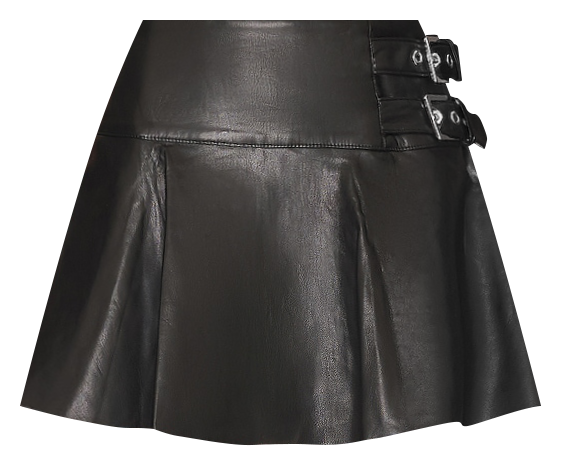 Faux Leather Buckle Mini Skort