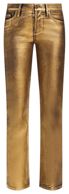 FRAME Le High Straight Leg Cropped Jeans in Gold Chrome