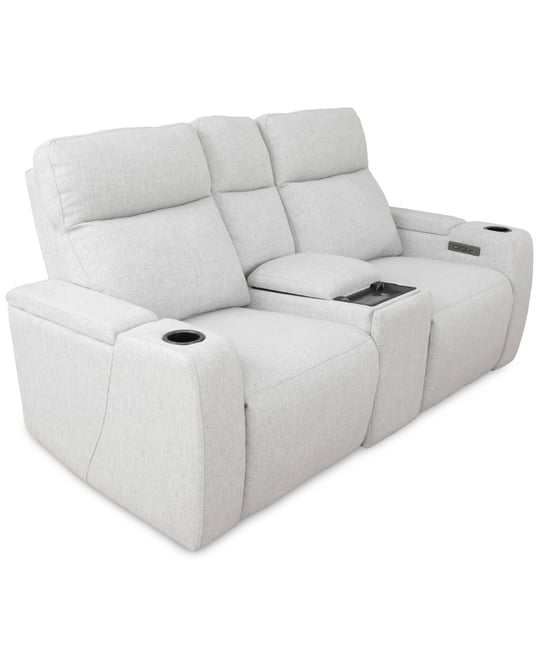 Greymel 74" Zero Gravity Fabric Loveseat with Console and Power Headrests, Created for Macy's