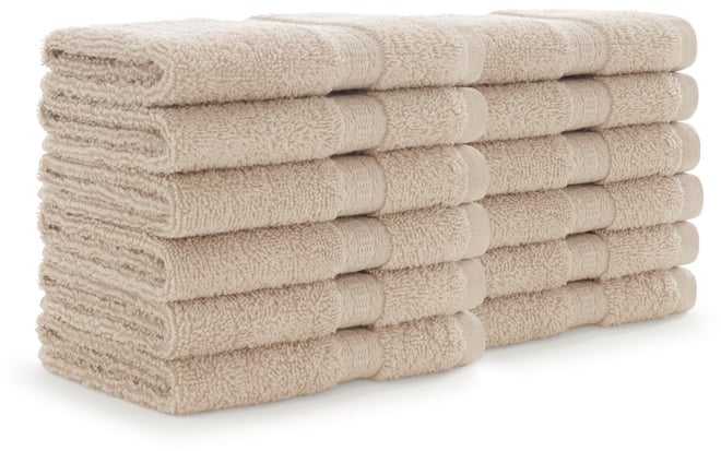 True Color Bathroom Washcloths (12 Pack), Solid Color Options, 12x12 in., 100% Soft Cotton