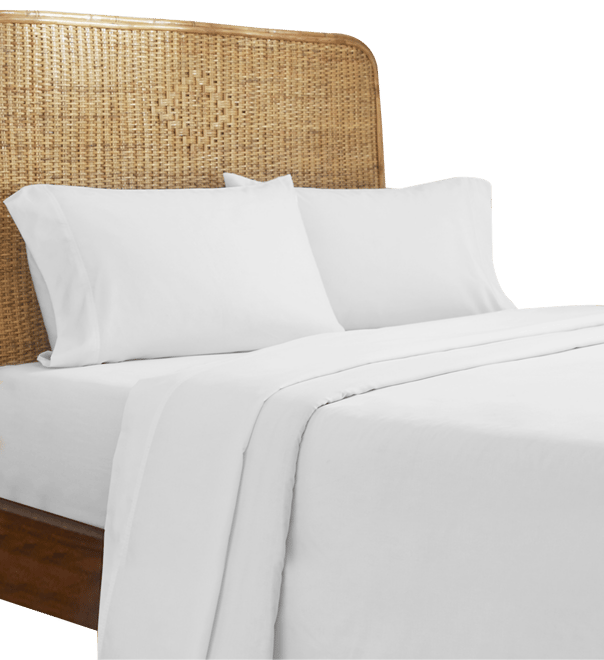 Classic Cool Cotton Percale Waterproof Fitted Bed Sheet - White, Size Queen | The Company Store