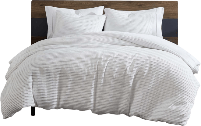 Solid Waffle 3 Piece Comforter Set, Full/Queen