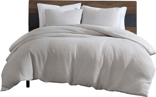 Solid Waffle 3 Piece Comforter Set, Full/Queen