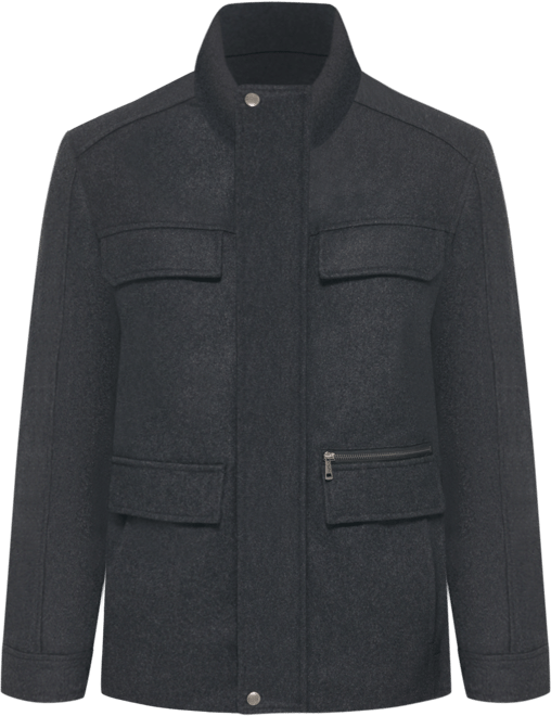 Men's Melton Wool Multi-Pocket Field Coat
