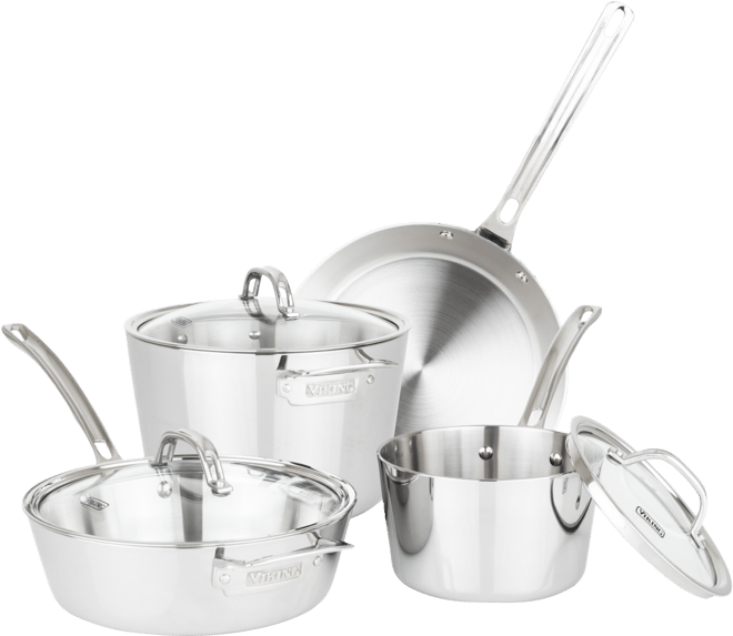 Contemporary Stainless Steel 7-Piece Cookware Set