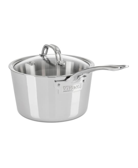 Contemporary Stainless Steel 3-Ply 5.2-Quart Dutch Oven with Glass Lid