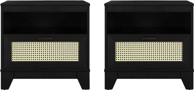 Sheridan 2-Piece 1-Drawer Cane Nightstand Set