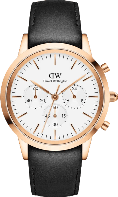 Men's Iconic Chronograph Sheffield Black Leather Watch 42mm