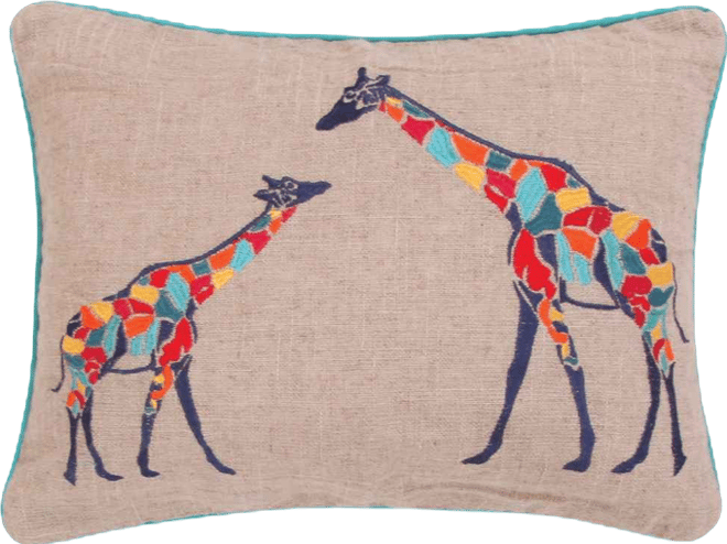 Mackenzie Giraffes Burlap Decorative Pillow, 14" x 18"