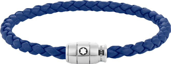 Montblanc Blue Braided Leather Bracelet - Macy's
