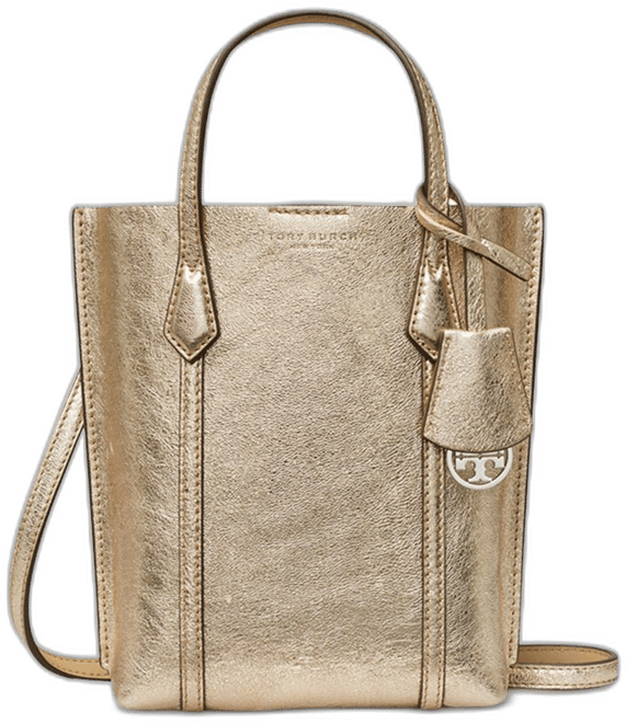 Tory Burch Perry Metallic Leather Mini North South Tote