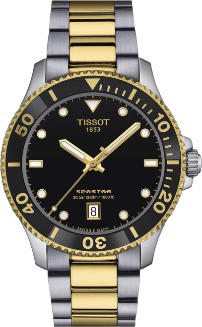 Men's Swiss Seastar 1000 Two-Tone Stainless Steel Bracelet Watch 40mm