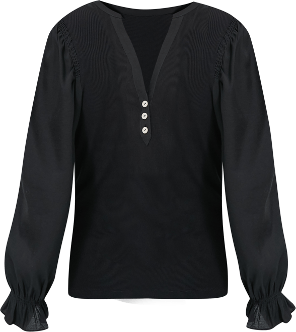Black Long Sleeve Livia Puff Sleeve Top