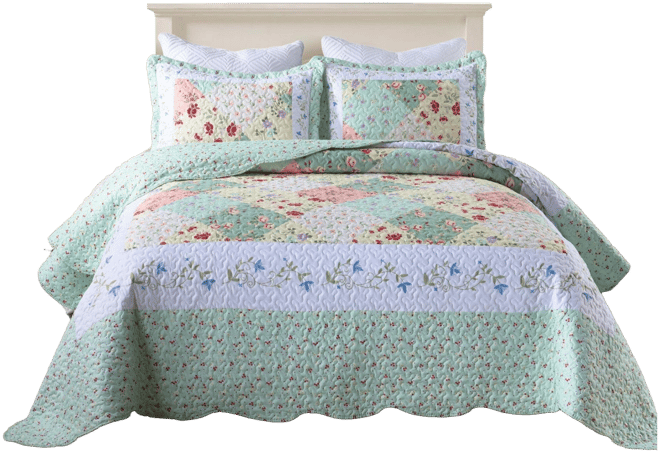 3 Piece Printed Quilt Bedspread Set B014