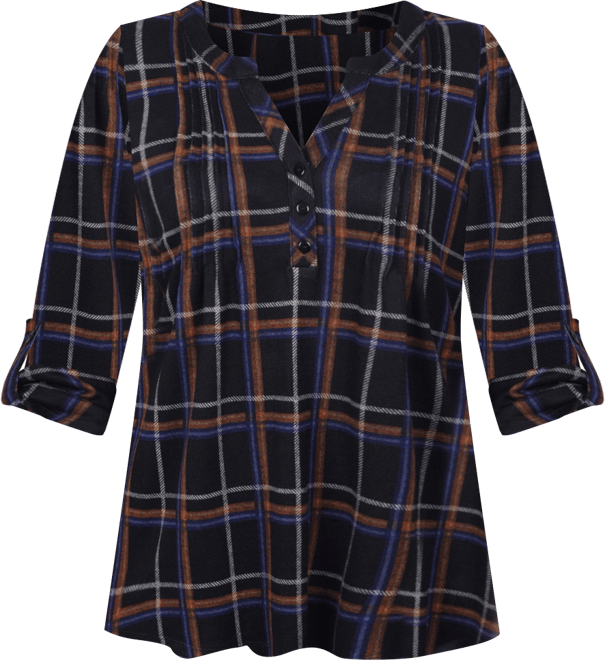 Petite Size 3/4 Roll Sleeve Top