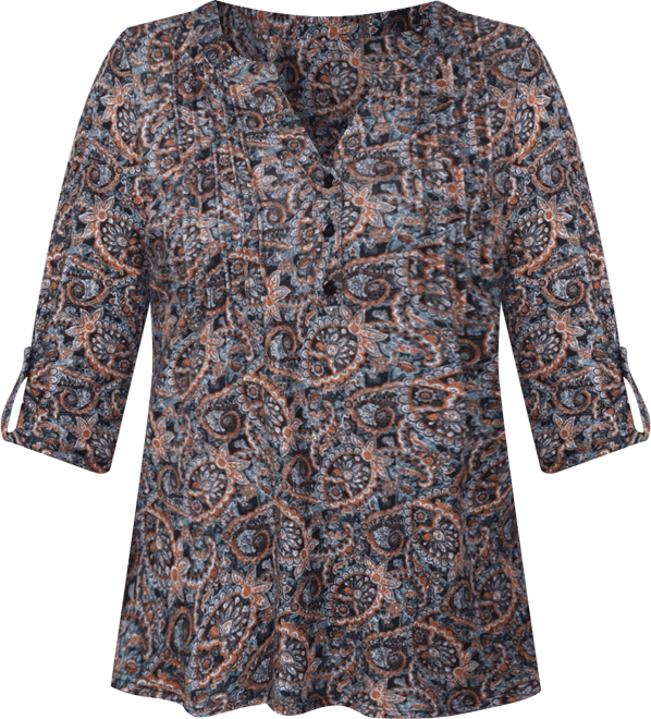 Petite Size 3/4 Roll Sleeve Top