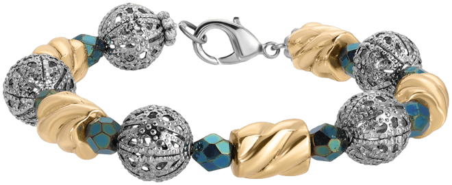 Green Glass Acrylic Bead Link Bracelet