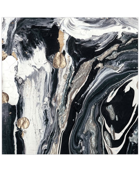 "Ebony Ivory A" Frameless Free Floating Tempered Glass Panel Graphic Wall Art, 36" x 36" x 0.2"