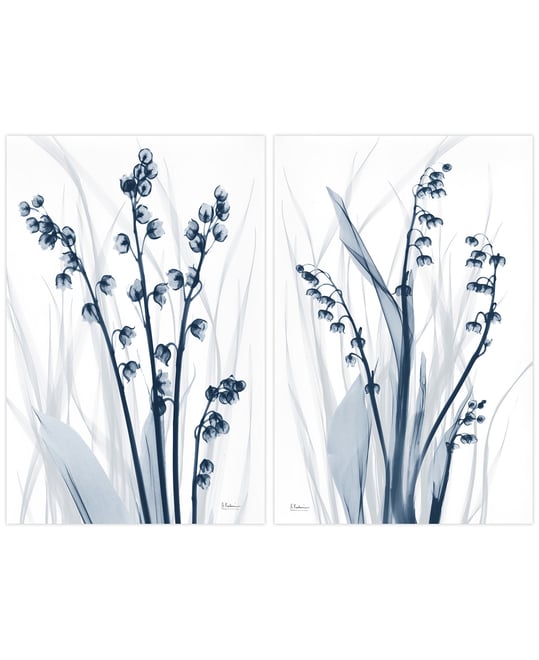 Radiant Blues 1 2 Frameless Free Floating Tempered Glass Panel Graphic Wall Art, 48" x 32" x 0.2" each
