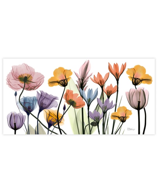 "Flowerscape Portrait" Frameless Free Floating Tempered Glass Panel Graphic Wall Art, 24" x 48" x 0.2"