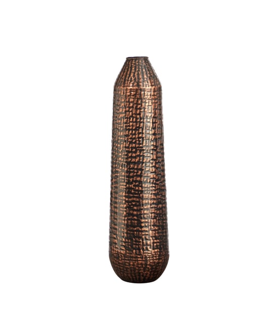 26" Tall Embossed Metal Tower Vase