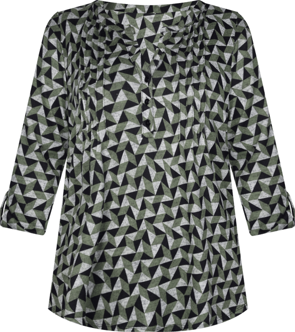 Plus Size 3/4 Roll Sleeve Top