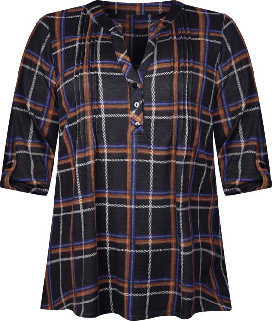 Plus Size 3/4 Roll Sleeve Top