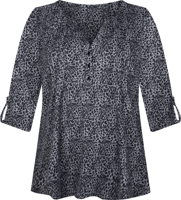 Plus Size 3/4 Roll Sleeve Top