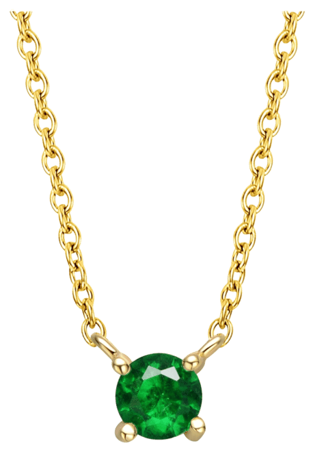 Kids 14K Gold Plated Overlay Green Cubic Zirconia Stud Necklace