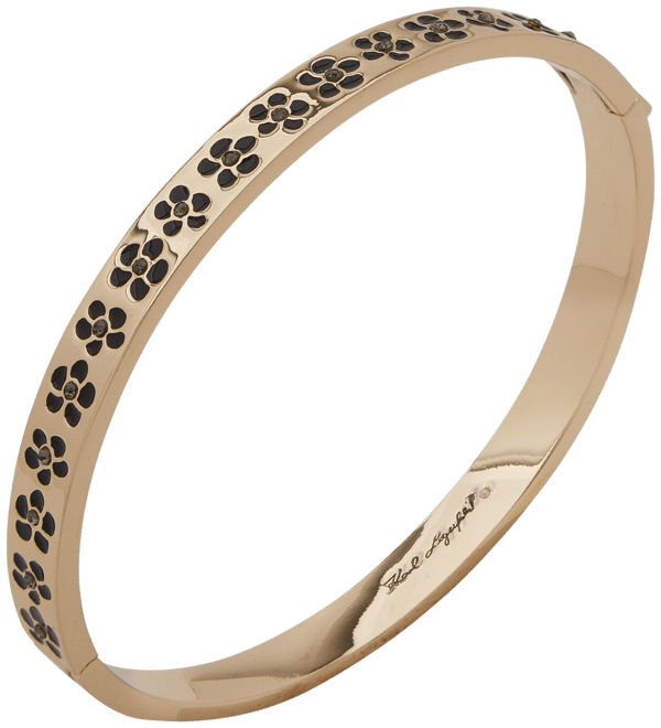 KARL LAGERFELD PARIS Gold-Tone Jet Pavé Flower Bangle