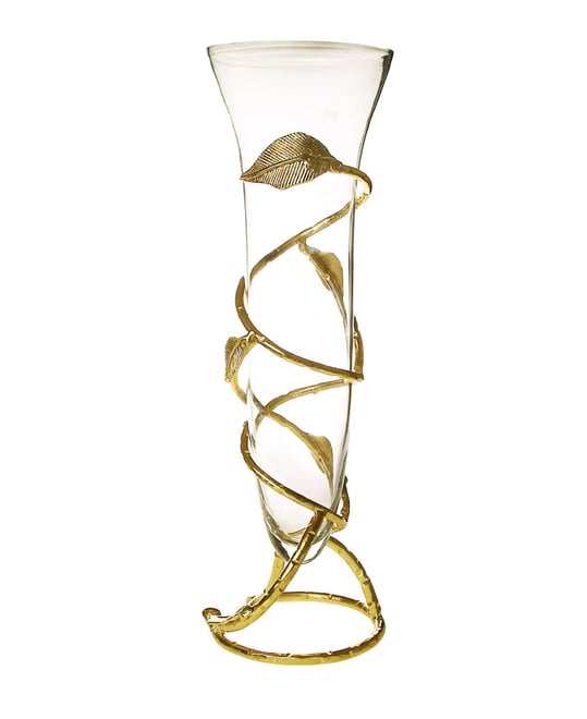 Glass Vase with Leaf Design
