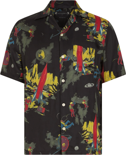 Cosmonaut Relaxed Fit Printed Short Sleeve Camp Shirt