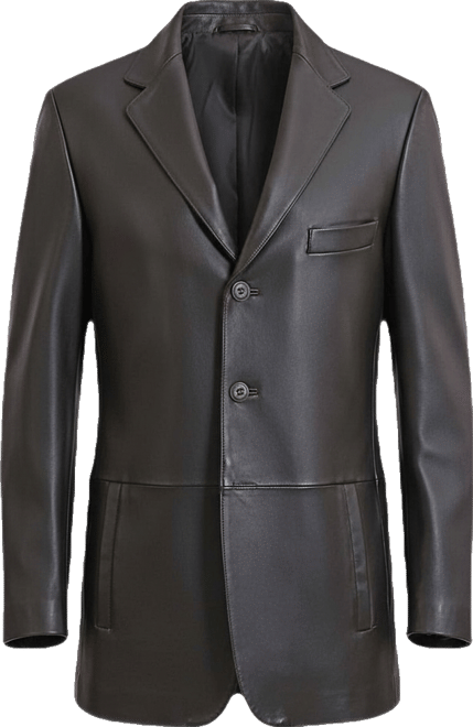 Men Leroy Three Button Lambskin Leather Blazer