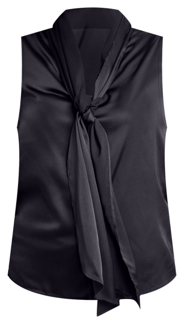 Bar III Women's Tie-Neck Sleeveless Satin Blouse, Created