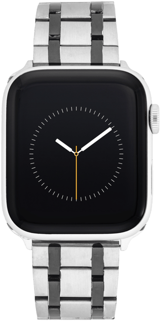 Men's Silver-Tone and Gunmetal Stainless Steel Link Band Compatible with 42mm, 44mm, 45mm, Ultra, Ultra2 Apple Watch