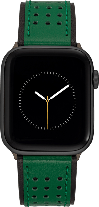 Men's Green and Black Premium Leather Band with Perforated Pattern For 42mm, 44mm, 45mm, Ultra, Ultra2 Apple Watch