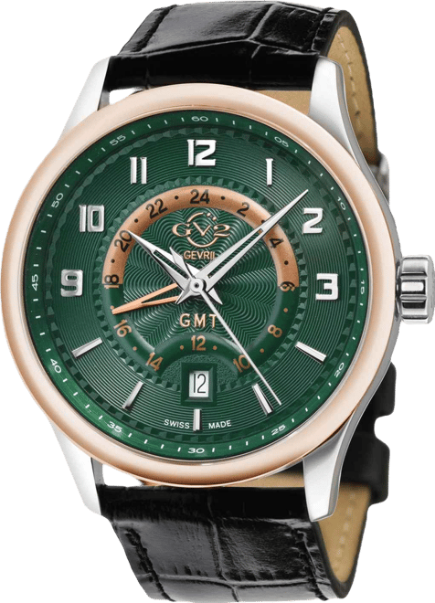 Men's Swiss Quartz Giromondo Black Leather Watch 42mm