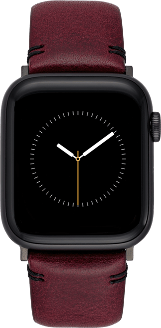 Men's Burgundy Premium Leather Band Compatible with 42mm, 44mm, 45mm, Ultra, Ultra2 Apple Watch