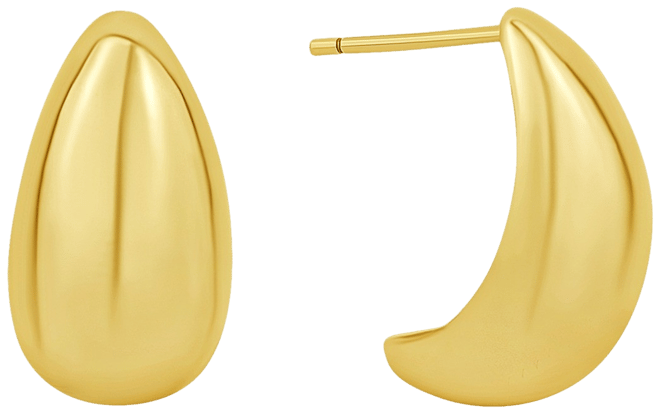 Silver-Plated or 18K Gold-Plated Puff J Hoop Earring