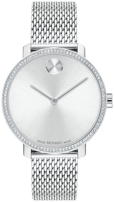 Women's Swiss Bold Shimmer Stainless Steel Mesh Bracelet Watch 34mm