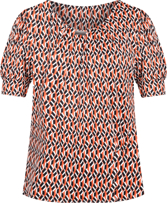 Plus Size Short Sleeve Balloon Sleeve Top with Hardware