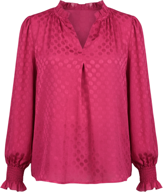 Petite Long Sleeve Smocked Cuff Blouse