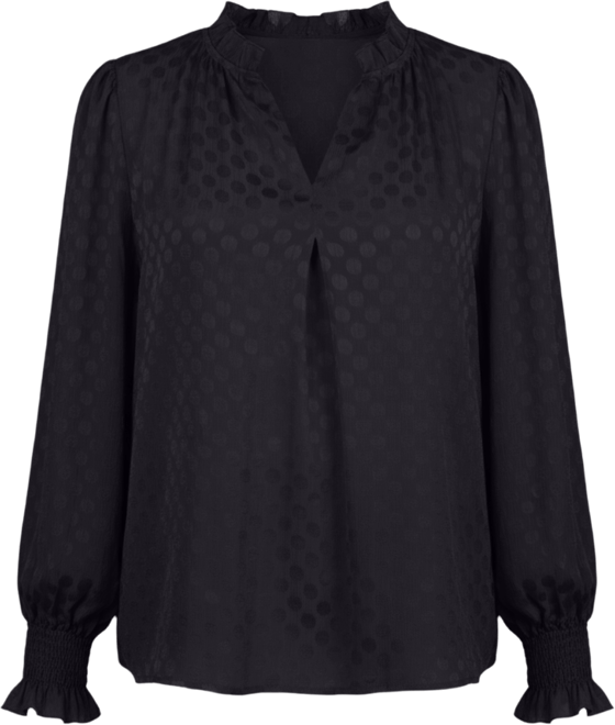 Petite Long Sleeve Smocked Cuff Blouse