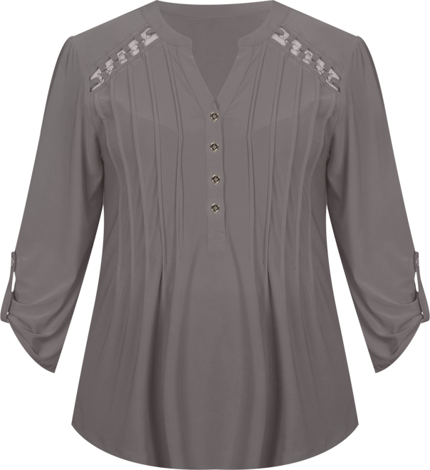 Petite Pin tuck Front Top with Chain Details