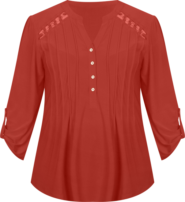 Petite Pin tuck Front Top with Chain Details