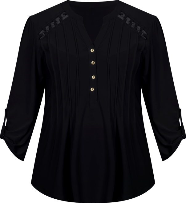 Petite Pin tuck Front Top with Chain Details