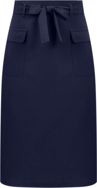 Petite Slim Belted Scuba Crepe Skirt