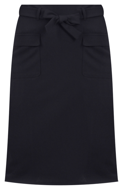 Petite Slim Belted Scuba Crepe Skirt