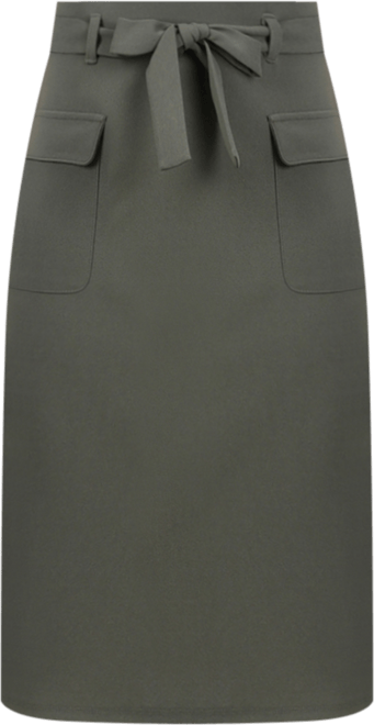 Petite Slim Belted Scuba Crepe Skirt